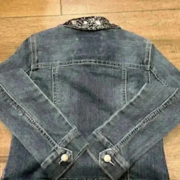 Guess Girls Denim Jean Cropped Embellished Jacket Size 7 - Picture 12 of 12